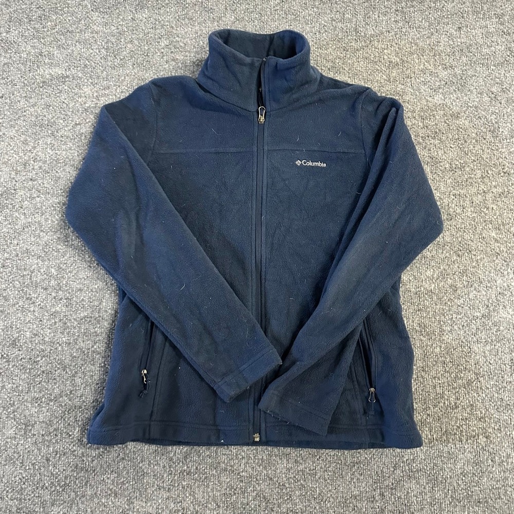 Columbia Fleece Jacket Womens Size M Navy Blue Full Zip Mock Neck Outdoor Casual